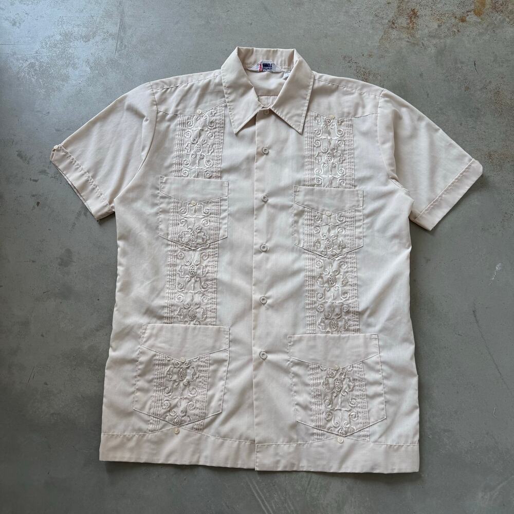 Vintage 80’s The Romani Collection Guayabera Multi Pocket Shirt Size Medium